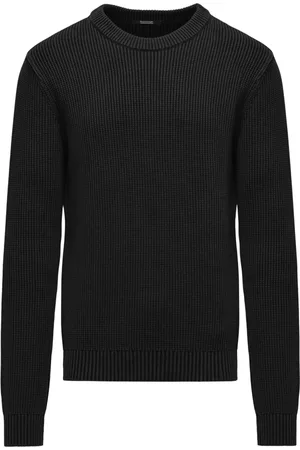 Bomboogie Homme, Pulls, Noir, Taille: L Pull en coton teint à froid à col rond