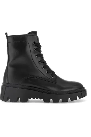 Gabor Femme, Chaussures, Noir, Taille: 40 1/2 EU Bottines militaires à lacets en cuir noir