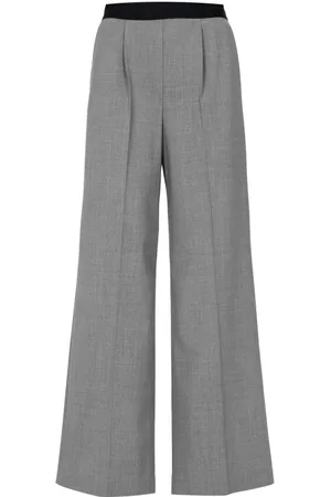 Msgm Femme, Pantalons, Gris, Taille: 40 FR Pantalon Large en Laine Grise