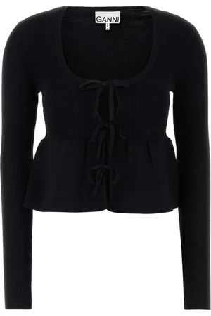 Ganni Femme, Pulls, Noir, Taille: 38 FR Gilet Noir Stretch en Viscose Mélangée