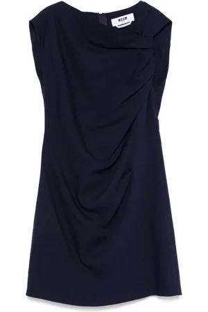Msgm Femme, Robes, Bleu, Taille: 38 FR Robe Asymétrique à Détails Plissés