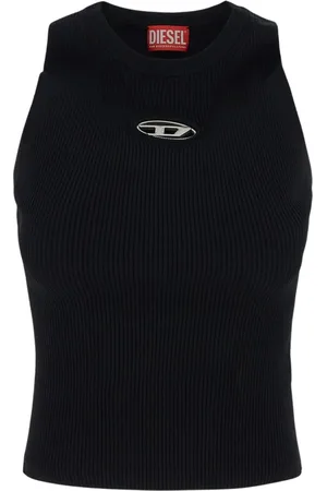 Diesel Femme, Tops, Noir, Taille: 42 FR Haut à Col Roulé Côtelé