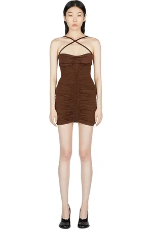 MUGLER Femme, Robes, Brun, Taille: 40 FR Robe moulante en jersey froncé