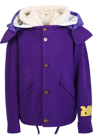 OFF-WHITE Femme, Vestes, Violet, Taille: 36 FR Parka Courte en Laine