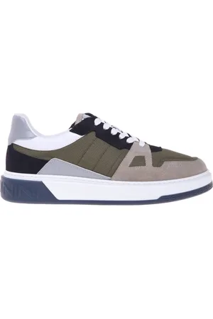 BALDININI Homme, Chaussures, Multicolore, Taille: 40 EU Beige suede and green mesh trainer