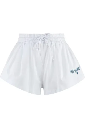 Msgm Femme, Shorts, Blanc, Taille: 40 FR Short en coton à taille coulissée