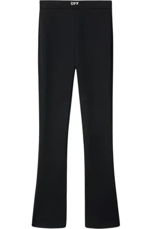 OFF-WHITE Femme, Pantalons, Noir, Taille: 36 FR Pantalon Large Fendu Élégant