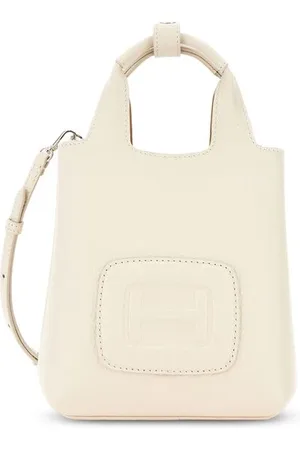 Hogan Femme, Sacs, Blanc, Taille: ONE Size Sac à main en cuir blanc avec bandoulière ajustable