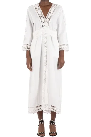 Isabel Marant Femme, Robes, Blanc, Taille: 40 FR Robe Blanche en Lin et Coton