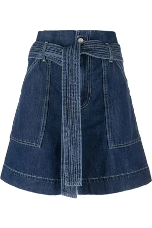 P.A.R.O.S.H. Femme, Shorts, Bleu, Taille: 36 FR Short Élegant en Coton Bleu