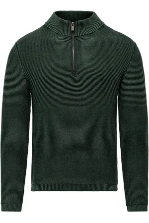 Bomboogie Homme, Pulls, Vert, Taille: 3XL Col roulé en coton teint à froid avec fermeture éclair