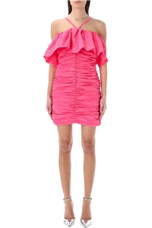 Msgm Femme, Robes, Rose, Taille: 36 FR Mini-robe à volants drapés