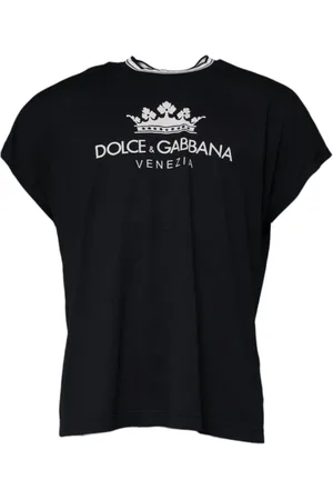 Dolce & Gabbana Homme, Tops, Bleu, Taille: S Couronne Logo T-shirt Col Rond en Coton