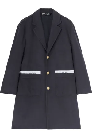 Palm Angels Homme, Manteaux, Bleu, Taille: L Manteau Bleu en Laine avec Détail Logo
