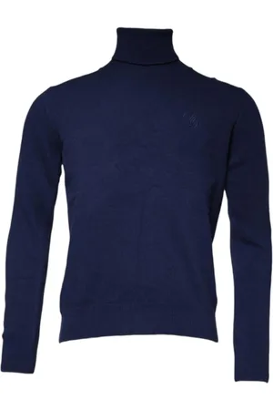Dolce & Gabbana Homme, Pulls, Bleu, Taille: M Pull à col roulé en laine bleue