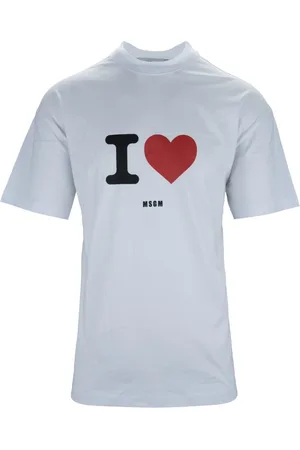 Msgm Homme, Tops, Blanc, Taille: S T-Shirt en Coton avec Imprimé Graphique