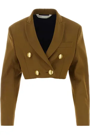 Palm Angels Femme, Vestes, Brun, Taille: 36 FR Blazer Mélange de Coton Mud
