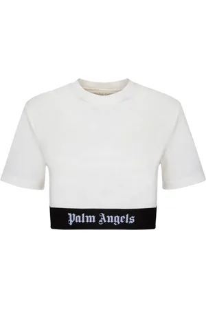 Palm Angels Femme, Tops, Blanc, Taille: 36 FR Logo Band T-Shirt