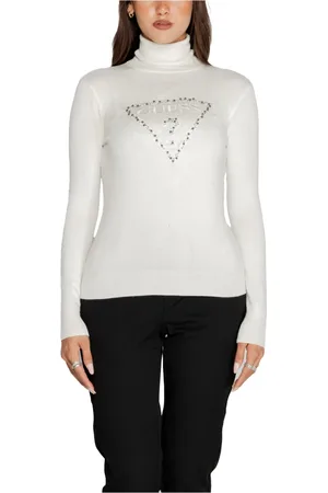 Guess Femme, Pulls, Blanc, Taille: 44 FR Pull à manches longues avec logo triangle