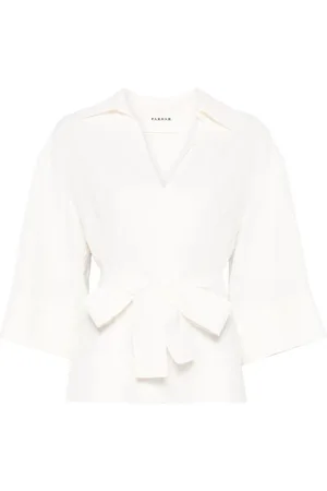 P.A.R.O.S.H. Femme, Blouses et Chemises, Blanc, Taille: 42 FR Chemisier Raisa en mélange de lin blanc