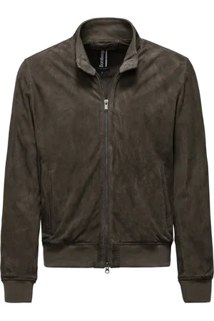 Bomboogie Homme, Vestes, Gris, Taille: L Blouson Bomber en Cuir Suede Friz