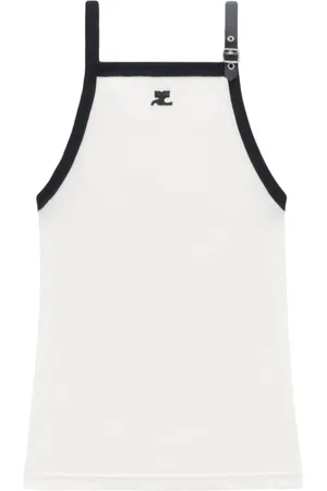 Courrèges Femme, Tops, Blanc, Taille: 40 FR Top Texturé en Jersey avec Détail de Boucle