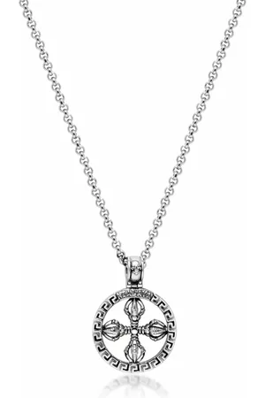 Nialaya Homme, Accessoires, Gris, Taille: 3XL Collier avec Amulette Dorjé Argentée
