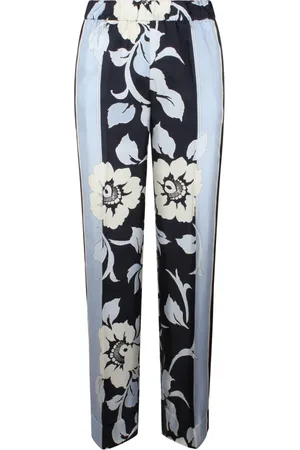 P.A.R.O.S.H. Femme, Pantalons, Multicolore, Taille: 42 FR Pantalon en Soie à Imprimé Floral