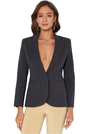Norma Kamali Femme, Vestes, Gris, Taille: 38 FR Blazer Gris Foncé Coupe Slim