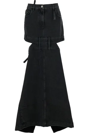 The Attico Femme, Jupes, Noir, Taille: W28 Jupe Midi Taille Haute en Denim Noir