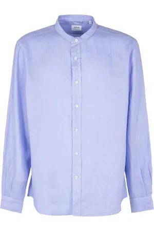 Aspesi Homme, Chemises, Bleu, Taille: L Chemise en Lin Ourlet Arrondi 100% Lin