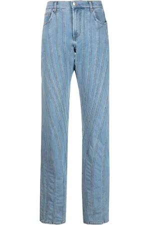 MUGLER Femme, Jeans, Bleu, Taille: 36 FR Jean Spiral Neige Bleu Clair