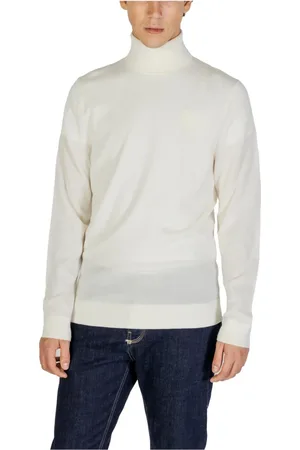 Calvin Klein Homme, Pulls, Blanc, Taille: L Pull en Laine Col Roulé Coupe Classique