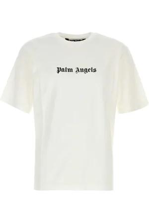 Palm Angels Homme, Tops, Blanc, Taille: XL T-shirt Ras du Cou avec Logo Imprimé