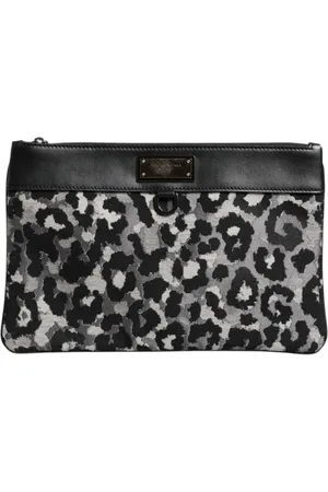 Dolce & Gabbana Homme, Sacs, Multicolore, Taille: ONE Size Leopard Jacquard Logo Plaque Pochette Sac