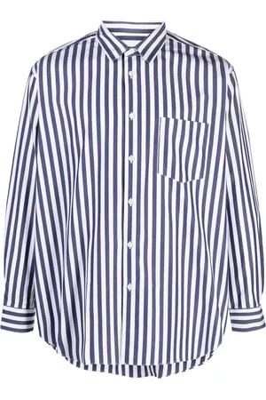 Comme des Garçons Homme, Chemises, Bleu, Taille: L Chemise à Rayures en Coton