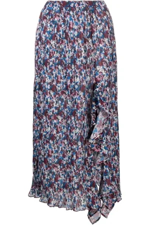 Ganni Femme, Jupes, Multicolore, Taille: 40 FR Jupe Midi Plissée à Volants