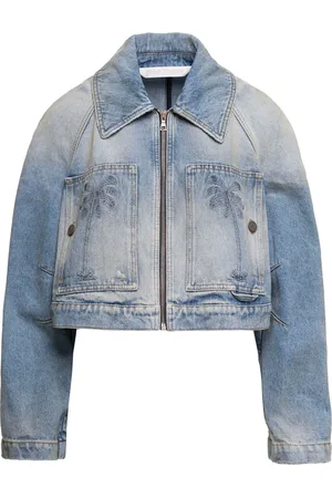 Palm Angels Femme, Vestes, Bleu, Taille: 40 FR Veste en jean cropped
