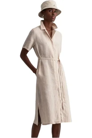 GANT Femme, Robes, , Taille: 36 FR Robe Chemise en Lin Chambray