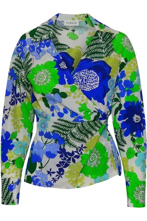 P.A.R.O.S.H. Femme, Blouses et Chemises, Bleu, Taille: 42 FR Blouse à Motifs Croisés
