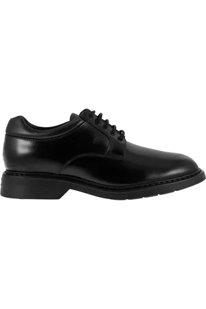Hogan Homme, Chaussures, Noir, Taille: 44 EU Chaussures à lacets classiques en cuir avec semelle en caoutchouc