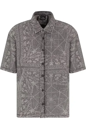 Armani Exchange Homme, Chemises, Noir, Taille: L Chemise à manches courtes à motifs