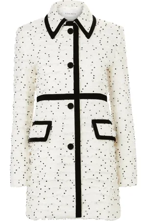 Nina Ricci Femme, Vestes, Blanc, Taille: 44 FR Manteau en tweed à pois