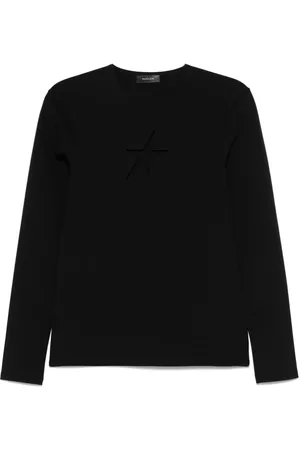 MUGLER Homme, Tops, Noir, Taille: M Pull Ras du Cou avec Détails Découpés