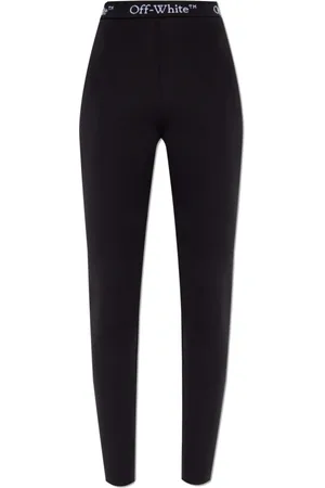 OFF-WHITE Femme, Pantalons, Noir, Taille: 38 FR Logo Leggings