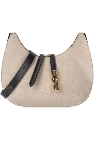 Furla Femme, Sacs, , Taille: ONE Size Sac bandoulière en toile avec inserts en cuir