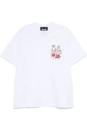 Msgm Homme, Tops, Blanc, Taille: M T-shirt Manches Courtes Marins Amoureux