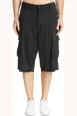 EA7 Homme, Shorts, Noir, Taille: M Shorts de Piste Unis avec Fermeture à Bouton-Pression