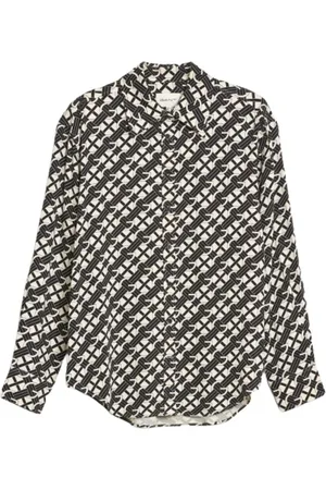 GANT Femme, Blouses et Chemises, Multicolore, Taille: 42 FR Blouse Imprimée avec Logo et Ourlet Arrondi