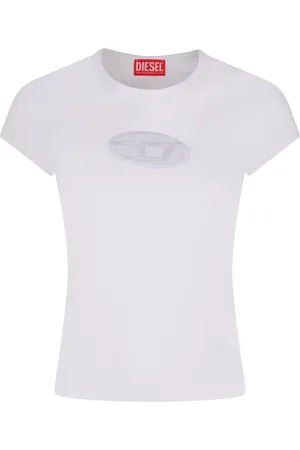 Diesel Femme, Tops, Blanc, Taille: 36 FR T-shirt en coton avec détail logo